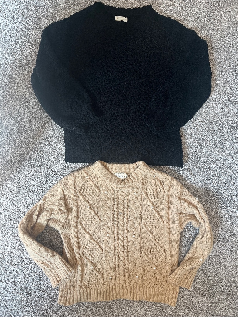 btween Two-Pack Crewneck Sweaters - Black & Beige